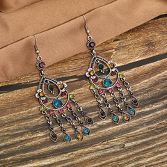 new long multi-layer diamond drop-shaped retro alloy earrings women's accessories wholesale