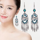 Imitation Miao silver ornaments long tassel geometric hollow flower earrings alloypicture8