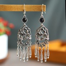 Imitation Miao silver ornaments long tassel geometric hollow flower earrings alloypicture11