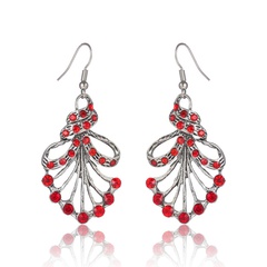 Fashion long fan-shaped diamond texture wholesale retro earrings alloy