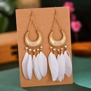 semicircle long feather female boho bead tassel alloy earrings jewelry wholesalepicture9