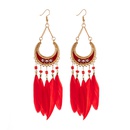 semicircle long feather female boho bead tassel alloy earrings jewelry wholesalepicture11