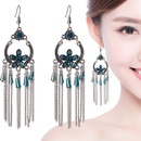 Fashion new retro round diamond flower long chain palace alloy earringspicture8
