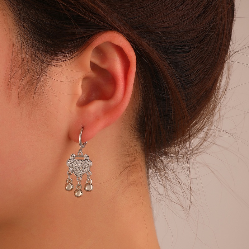 fashion microencrusted zircon lock drop earrings wholesale