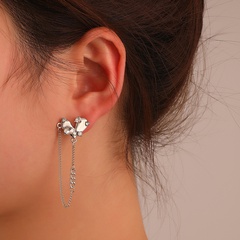 asymmetric heart shaped women's fashion simple long chain zircon earrings