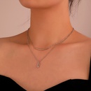 simple doublelayer smile rhinestoneencrusted arc pendant clavicle chainpicture5