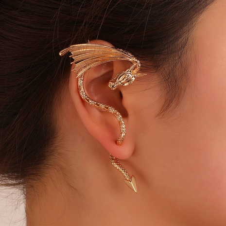punk flying dragon ear clip fashion creative dragon alloy earring NHDP650397's discount tags