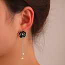 retro diamond black camellia earrings fashion alloy earringspicture6