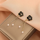 retro diamond black camellia earrings fashion alloy earringspicture8