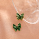 retro dark green butterfly female fashion creative metal drip oil checkerboard alloy earringspicture9