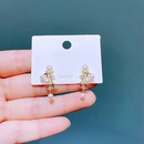 fashion pearl zircon microset fourpointed star earrings copper earringspicture11