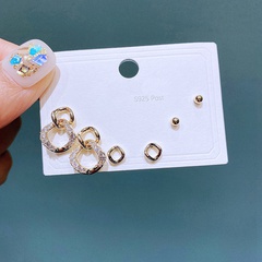 Mode-Ohrring-Set einfache geometrische Ohrstecker drei Paar Kupferohrringe