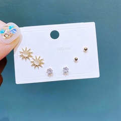 fashion earrings set zircon opal sun stud earrings three pairs of copper earrings