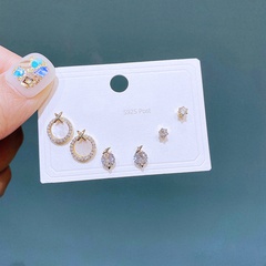 fashion earring set simple round zircon three pairs of copper earrings