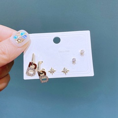 fashion earring set letter B star three pairs copper stud earrings