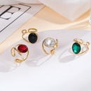 new stainless steel inlaid gem open adjustable ring fashion jewelrypicture5