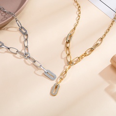 fashion zircon-studded stainless steel inlaid zircon stitching necklace