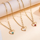fashion new stainless steel heart inlaid color rhinestone necklace wholesalepicture1
