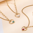 fashion new stainless steel heart inlaid color rhinestone necklace wholesalepicture4