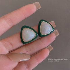 Retro geometric pearl female simple green alloy earrings ear jewelry