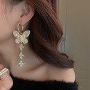 fashion rhinestone pearl butterfly earrings retro alloy earringspicture8