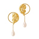 Pearl womens hollowedout portraitcopper earringspicture11