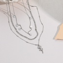 fashion rose pendant sweater chain stainless steel muiltlayered clavicle chainpicture8