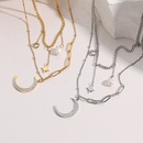 fashion zircon moon pendant double layered titanium steel necklacepicture7
