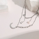 fashion zircon moon pendant double layered titanium steel necklacepicture9