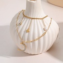 fashion zircon moon pendant double layered titanium steel necklacepicture10