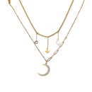 fashion zircon moon pendant double layered titanium steel necklacepicture11