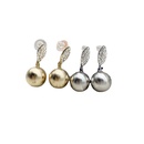 Brushed ball pendant elegant fashionable face thin microset zircon copper earringspicture11