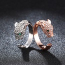 Couples Open Ring Adjustable Fashion Leopard Head Diamonds Alloy Ringpicture9