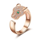 Couples Open Ring Adjustable Fashion Leopard Head Diamonds Alloy Ringpicture11