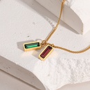 fashion necklace rectangular zircon 18k gold titanium steel necklacepicture6