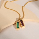 fashion necklace rectangular zircon 18k gold titanium steel necklacepicture7