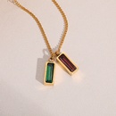 fashion necklace rectangular zircon 18k gold titanium steel necklacepicture9