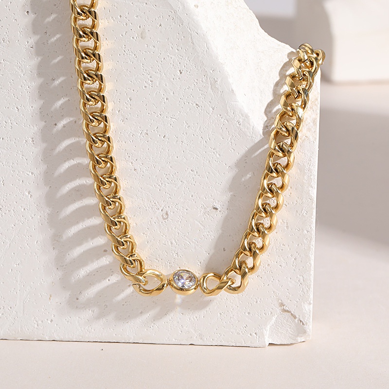 fashion hiphop zircon simple alloy collarbone chain