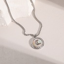 simple titanium steel roun moon pendant alloy necklacepicture9