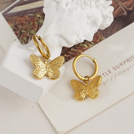 Butterfly earrings female titanium steel 18K Korean fashion earrings NHGI650500's discount tags