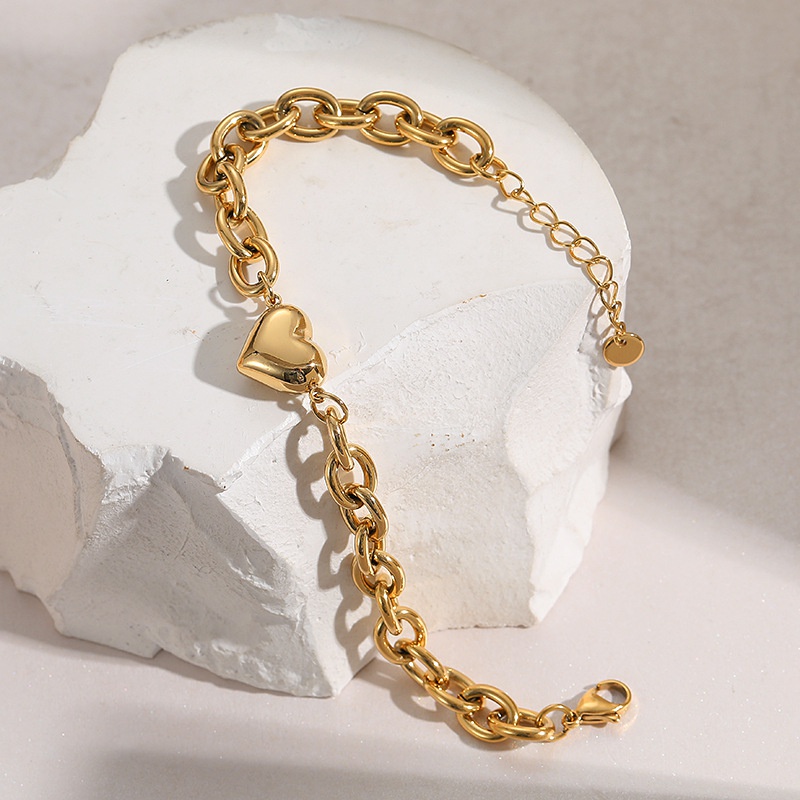 heart shaped female fashion 18K copper bracelet metal jewelry