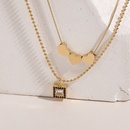 fashion heartshaped necklace stainless steel square zircon clavicle chainpicture9
