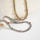 fashion hiphop colored zirconium necklace titanium steel collarbone chainpicture7