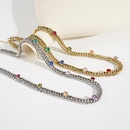 fashion hiphop colored zirconium necklace titanium steel collarbone chainpicture8