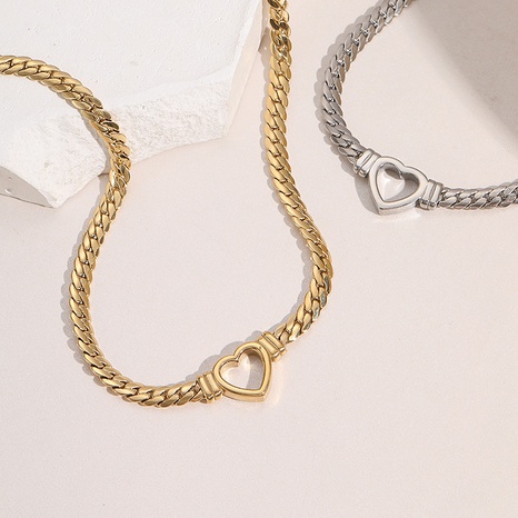 fashion heart-shaped necklace stainless steel sweater chain clavicle chain  NHGI650523's discount tags