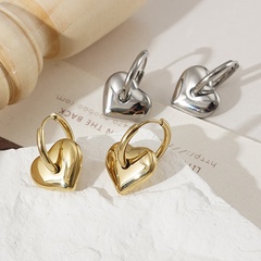 simple earrings female Korean peach heart titanium steel earrings