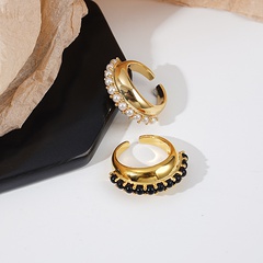 Pearl ring female fashion copper index finger adjustable open ring