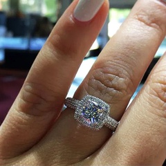 new copper jewelry fashion square round zircon micro-encrusted diamond ring