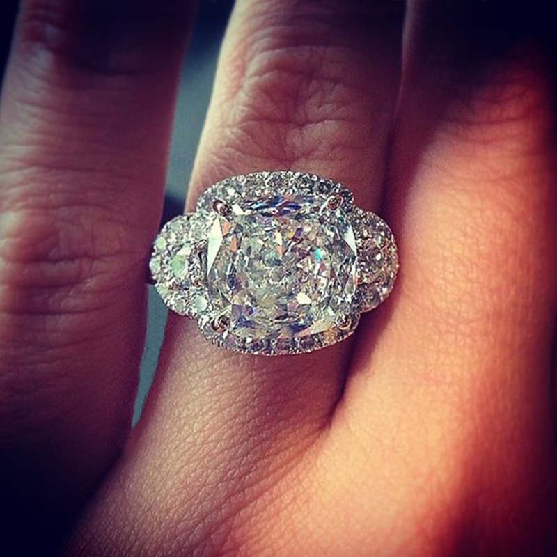 new geometric large zircon ring female fashion full diamond copper ring
