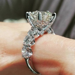 Nuevo y creativo anillo de circón blanco tridimensional con incrustaciones de cobre simple, joyería de boda